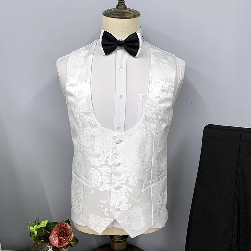 2024 Suit Men's Dress Pattern Banquet Wedding Groom Three-piece Men's Suit European Size   Men Clothing